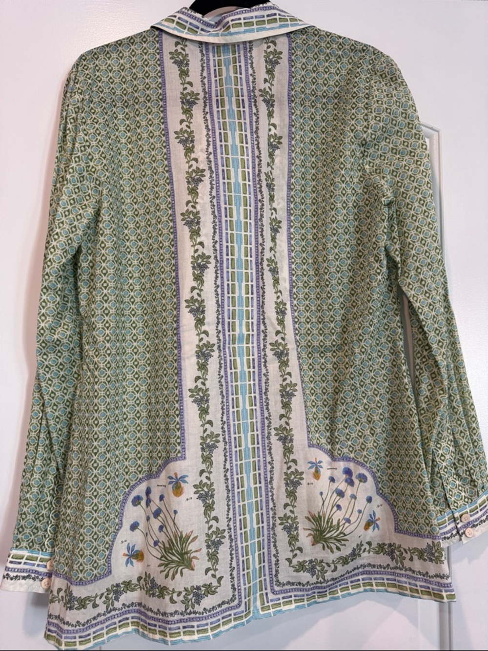 NWT Tory Burch Multicolor Engineered Botanical Blouse Sz 12 - Picture 8 of 9